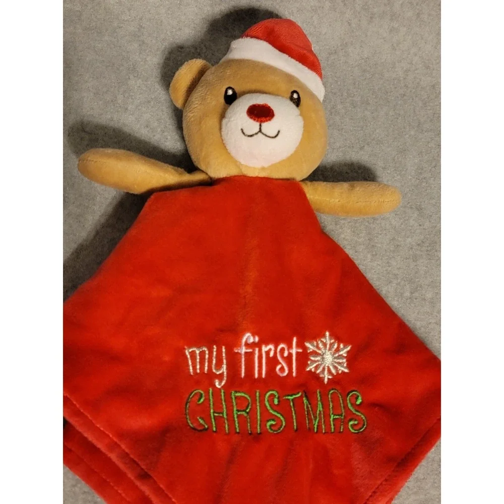 Baby Starters My First Christmas Lovey Bear Santa Red Security Blanket Rattle